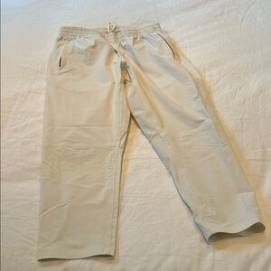 Cream Sweatpants with Elastic Waistband and Relaxed Fit